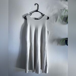 Express Viscose White Sleeveless Midi Dress